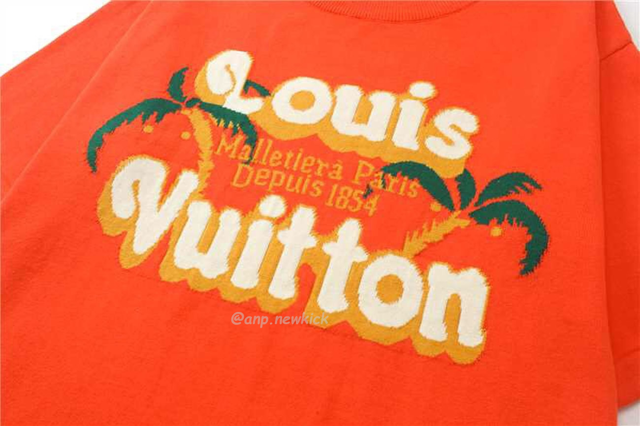 Louis Vuitton Short Sleeved Cotton Crewneck Orange Fw24 (2) - newkick.vip